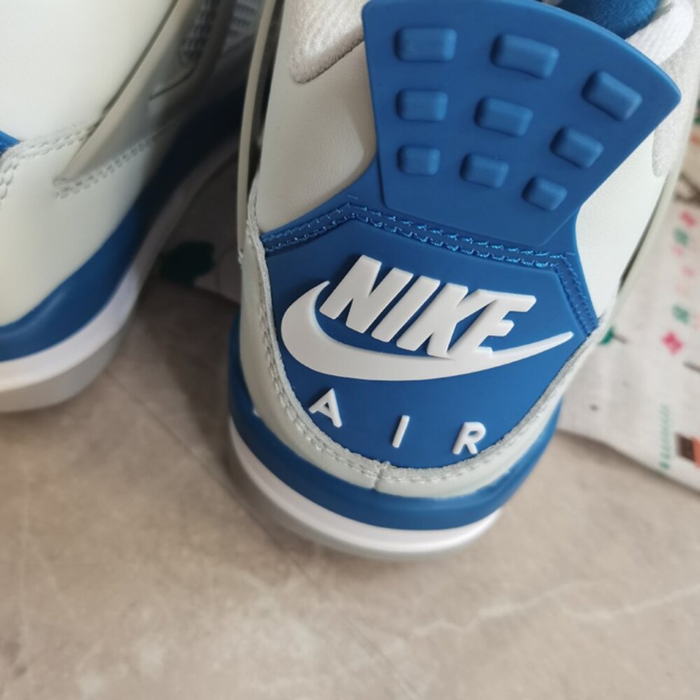 White And Blue Air Jordan AJ4 Sneakers - Picture 3 of 10